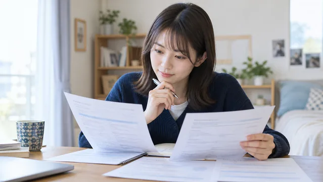 求人票を比較する人物(生成イメージ)
