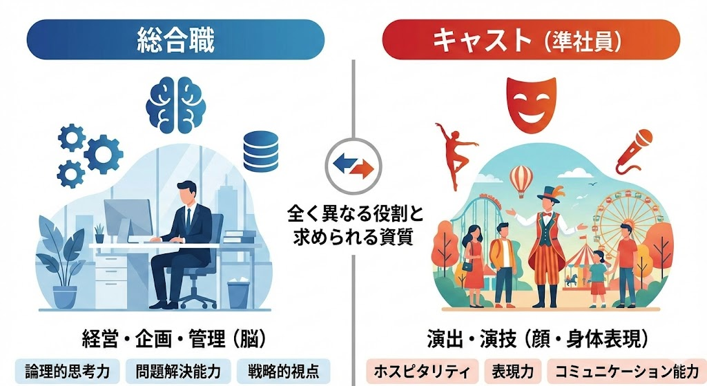 「総合職」と「キャスト（準社員）」の役割の違い
