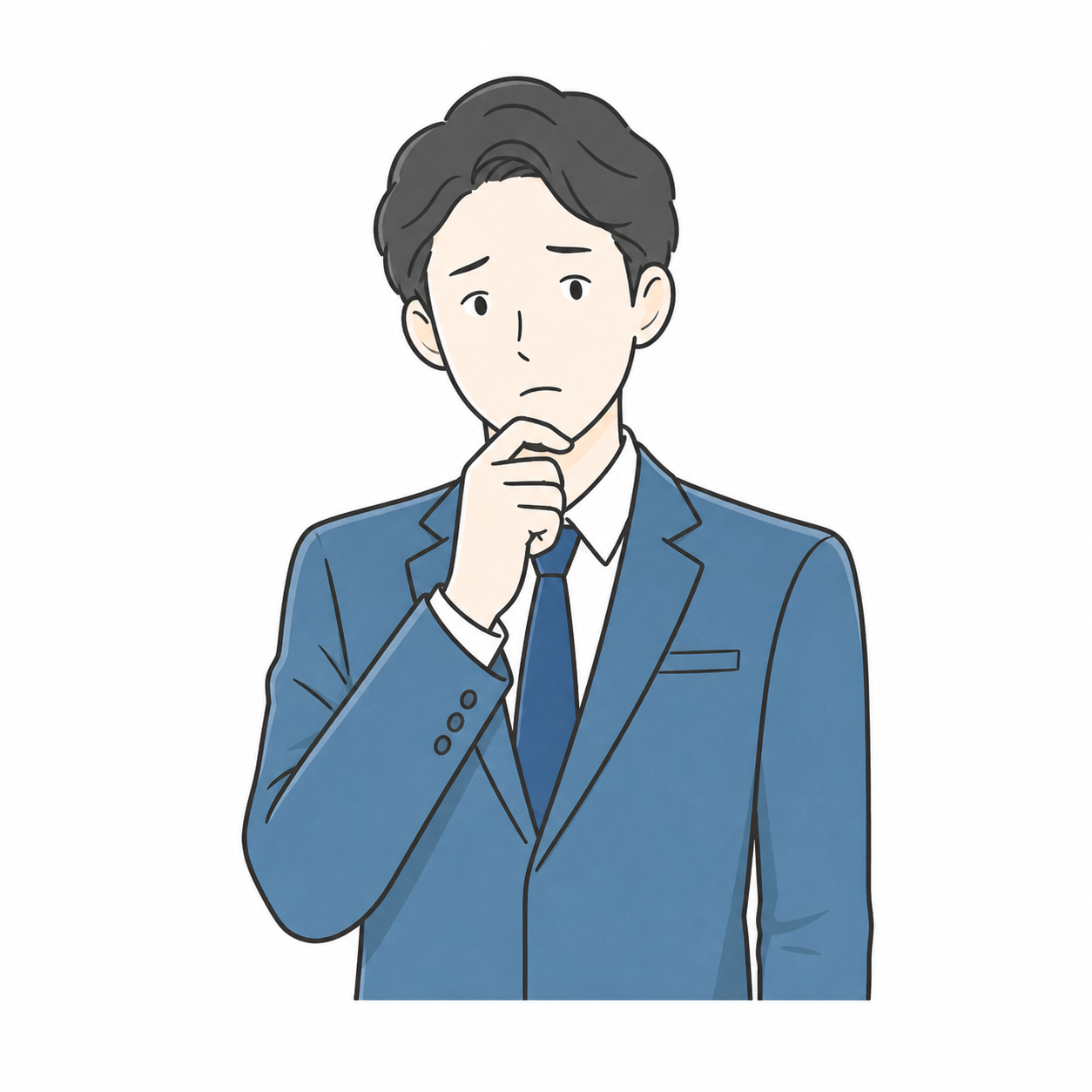 顔採用の不安を整理する人物イラスト
